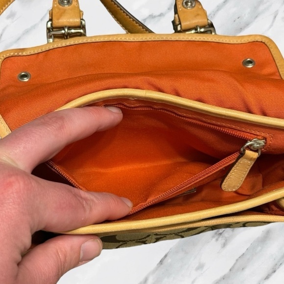 RESERVED for LuxHippieChic Coach Mini Field Shoulder Bag Tan Leather Trim Y2K - Picture 10 of 11